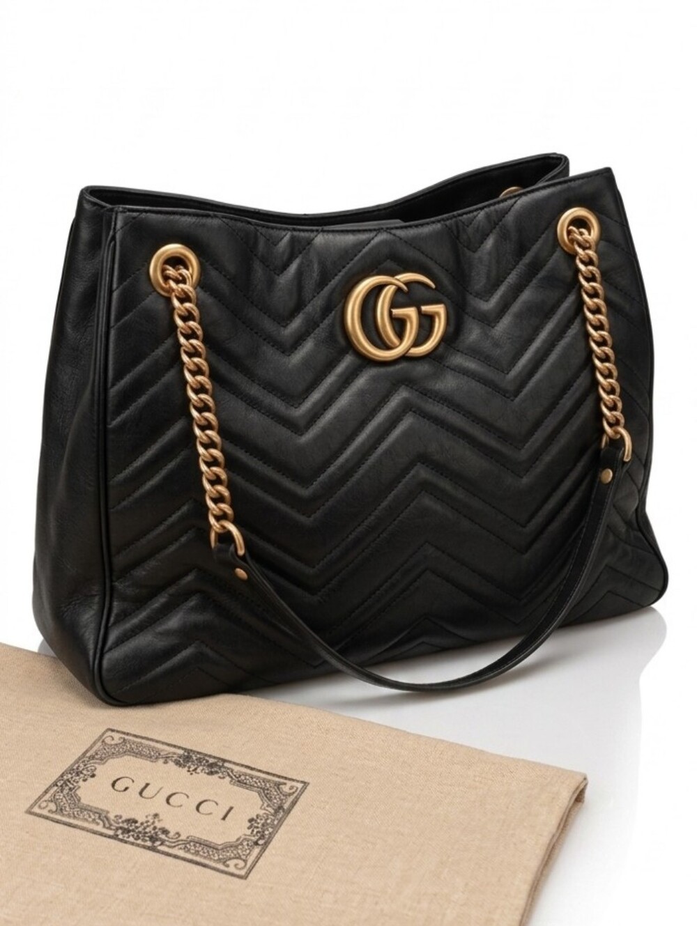 GG Marmont Gucci Black Quilted Chain Shoulder Bag